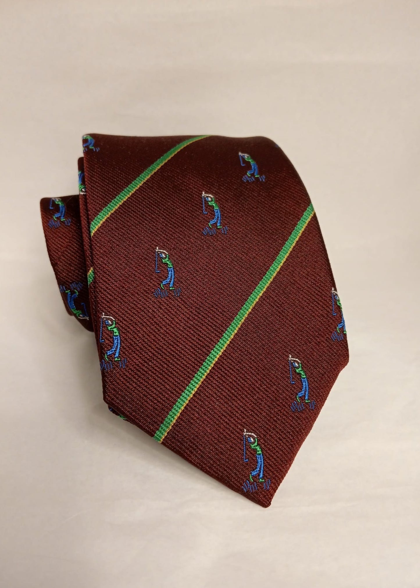Corbata Golf burdeos rayas verde