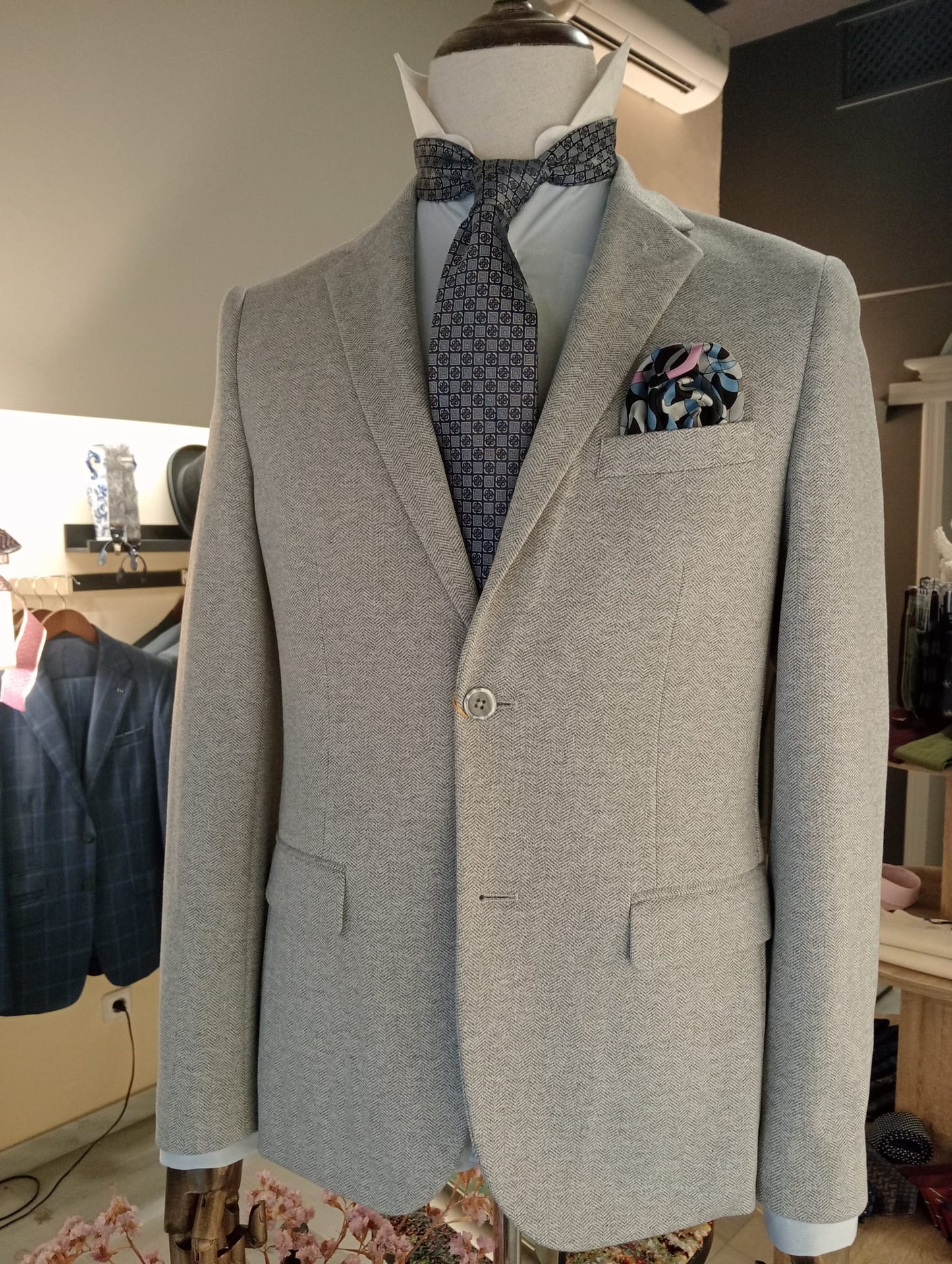 Blazer espiga gris
