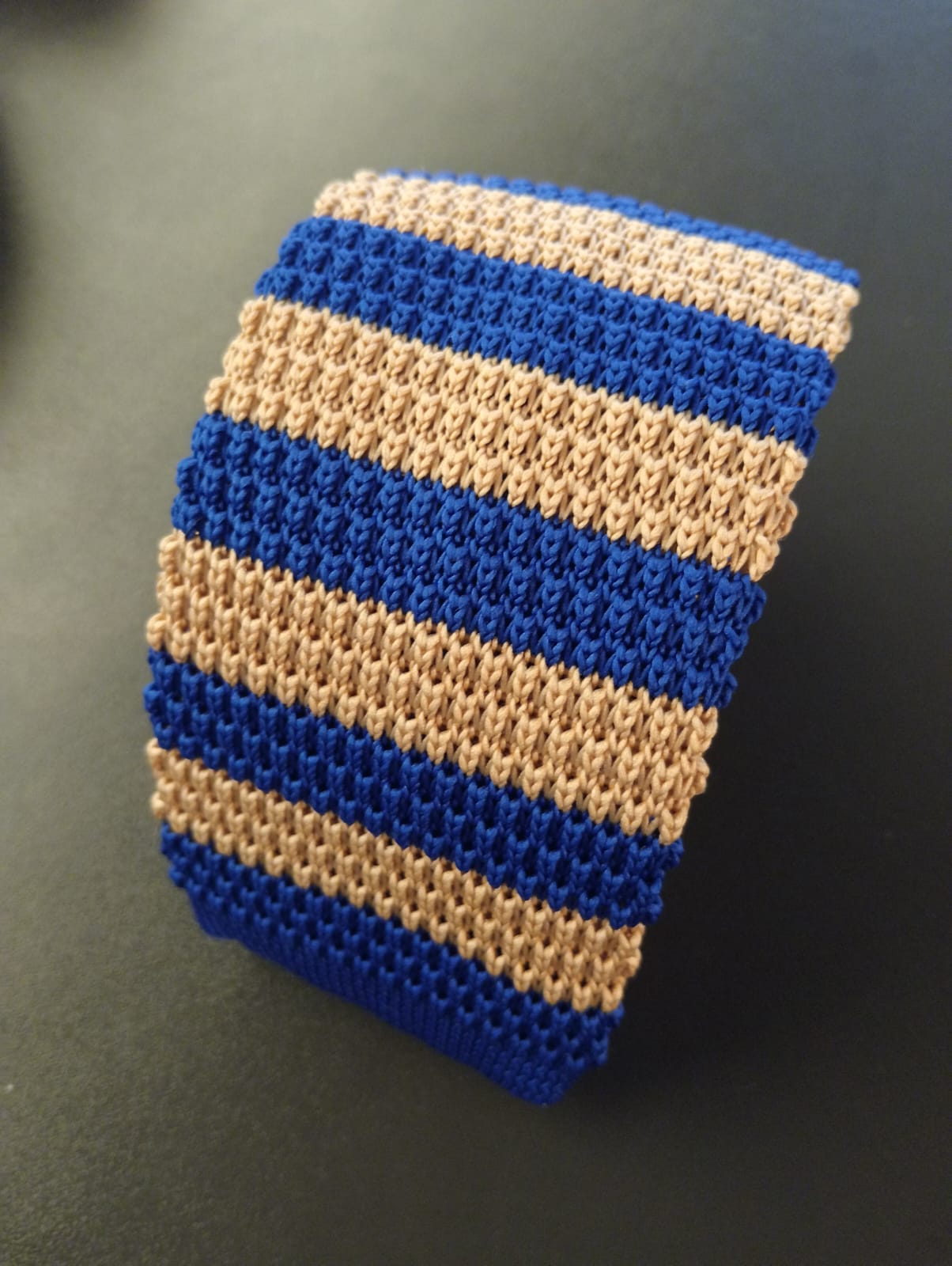 CORBATA CROCHE RAYAS AZULES