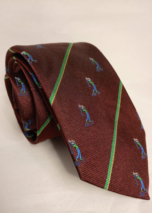 Corbata Golf burdeos rayas verde